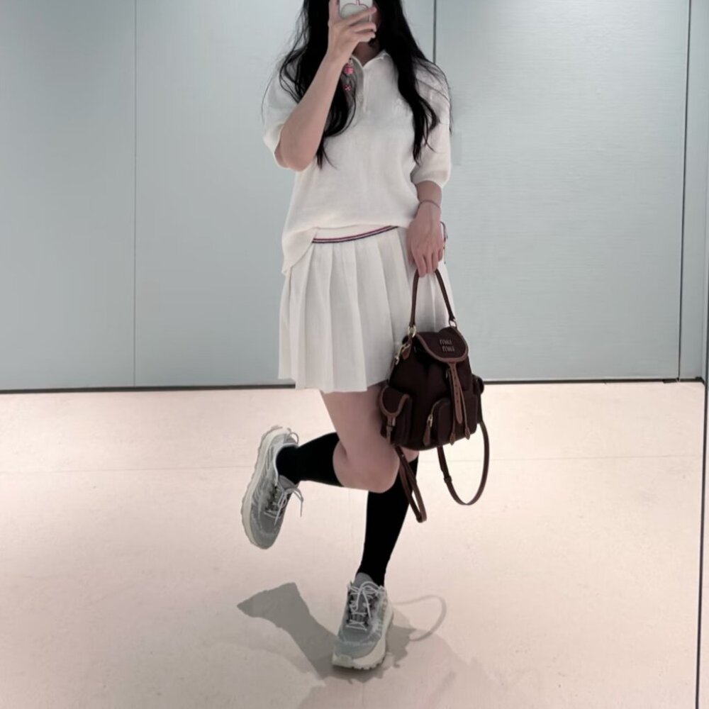 MIU MIU Off White Cotton Pique Knit Stretch Polo Shirt Sweater Top 38 - Picture 3 of 14